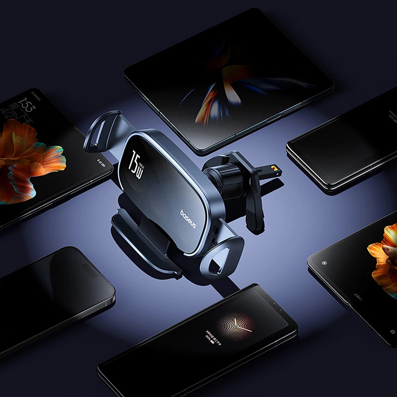 Автомобилен безжичен заряден уред Baseus LightChaser, 15W, 1.67A, Черен, Реупакован C40355901111-00