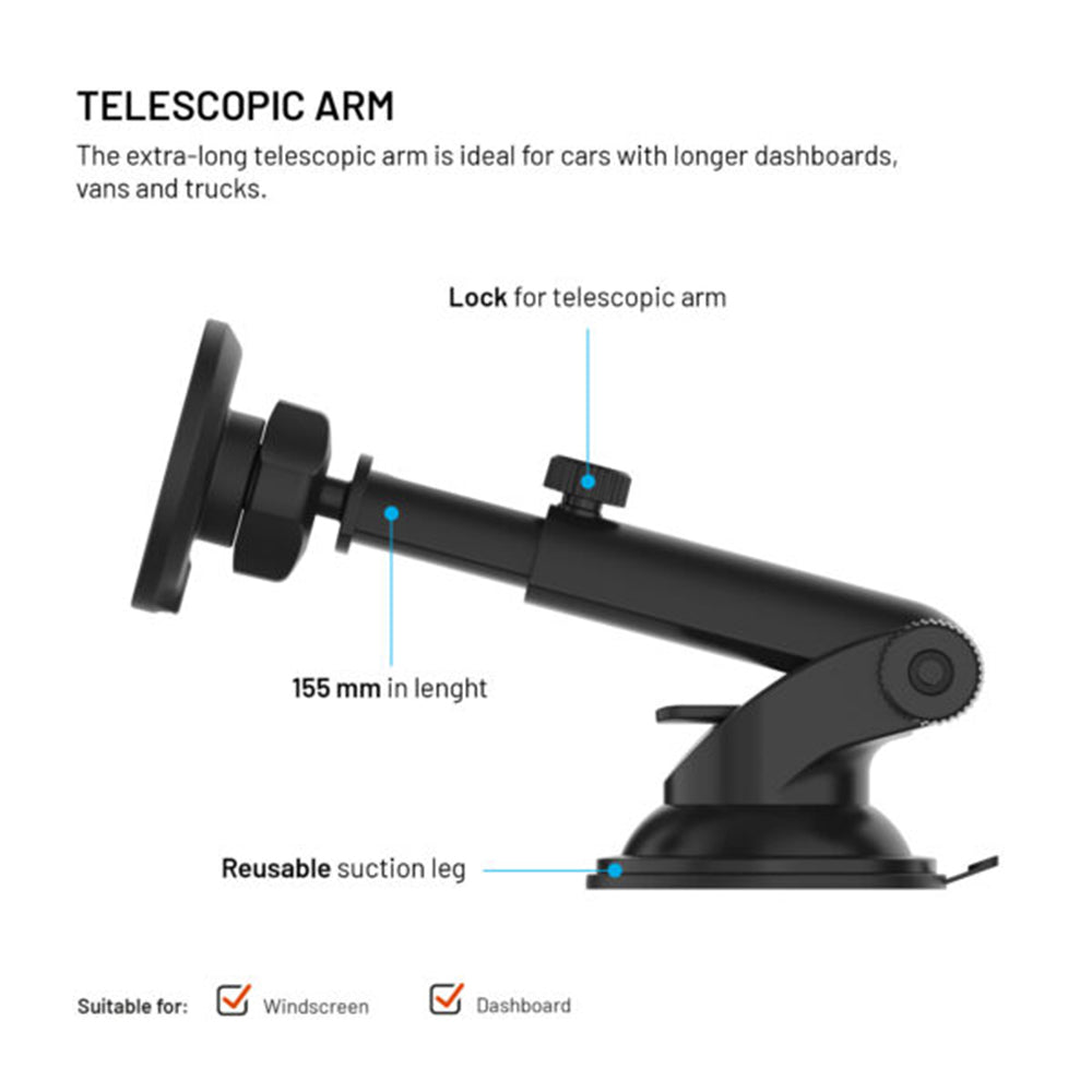 Безжично авто зарядно устройство Fixed MagRound 2 XL, 15W, 1.67A, Черно