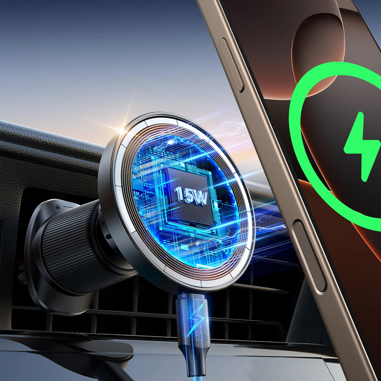 Безжично автомобилно зарядно Joyroom JR-ZS502, 15W, 1.67A, Черно