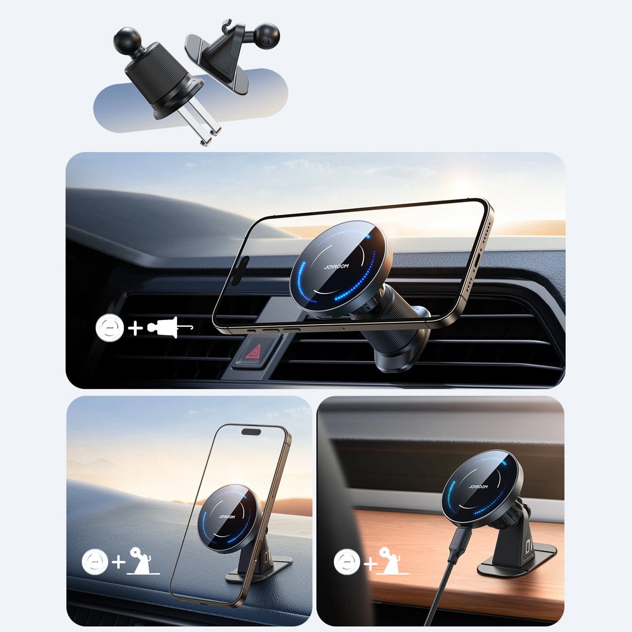 Безжично автомобилно зарядно Joyroom JR-ZS502, 15W, 1.67A, Черно