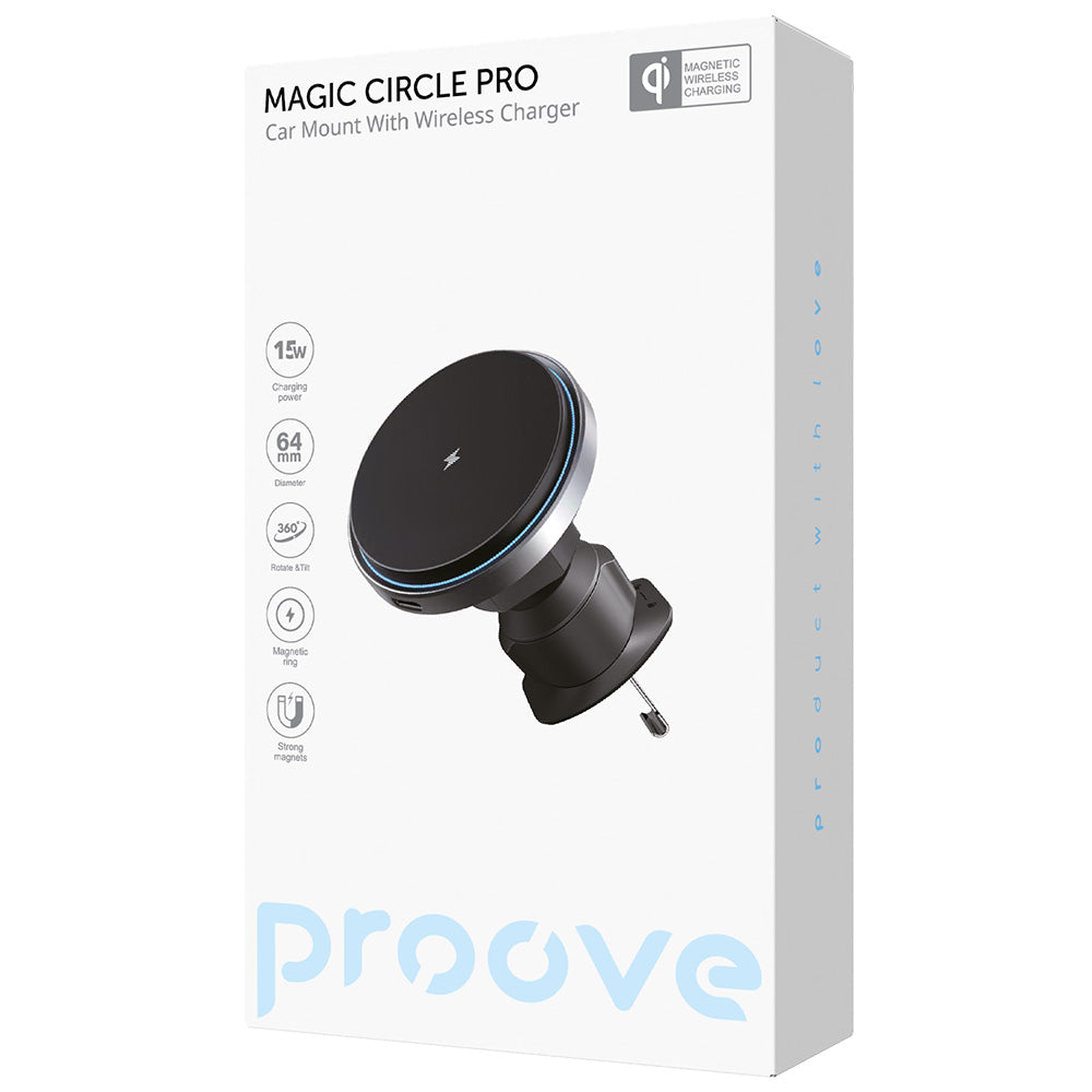 Автомобилен безжичен заряден уред Proove Magic Circle Pro, 15W, 1.67A, Черен WHMP15010001