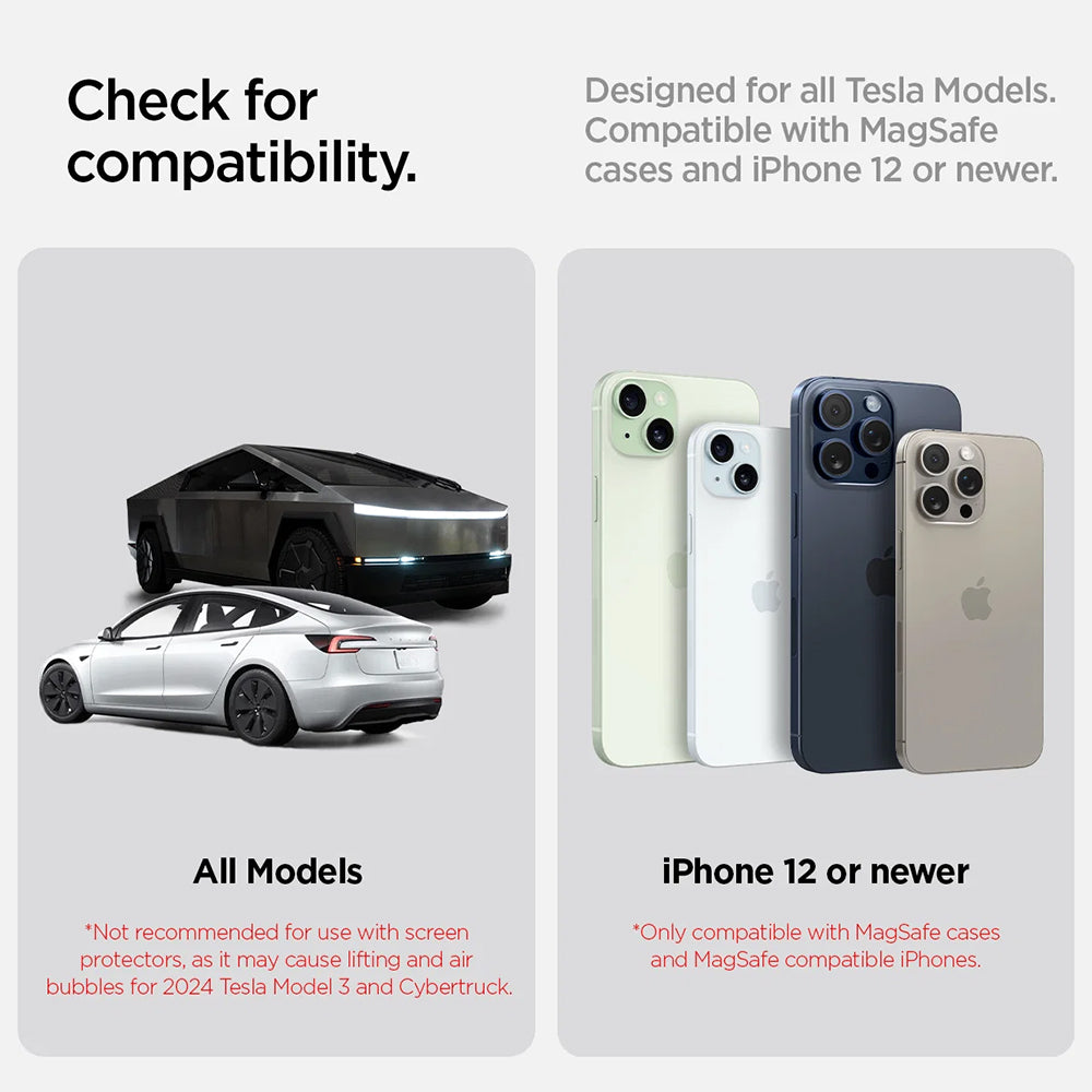 Безжично зарядно за кола Spigen за навигация Tesla, 15W, 1.67A, черно ACP07870
