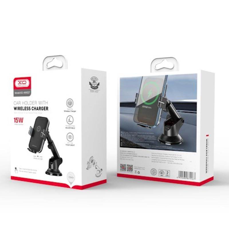 Безжично автомобилно зарядно устройство XO Design WX027, 15W, 1.67A, Черно