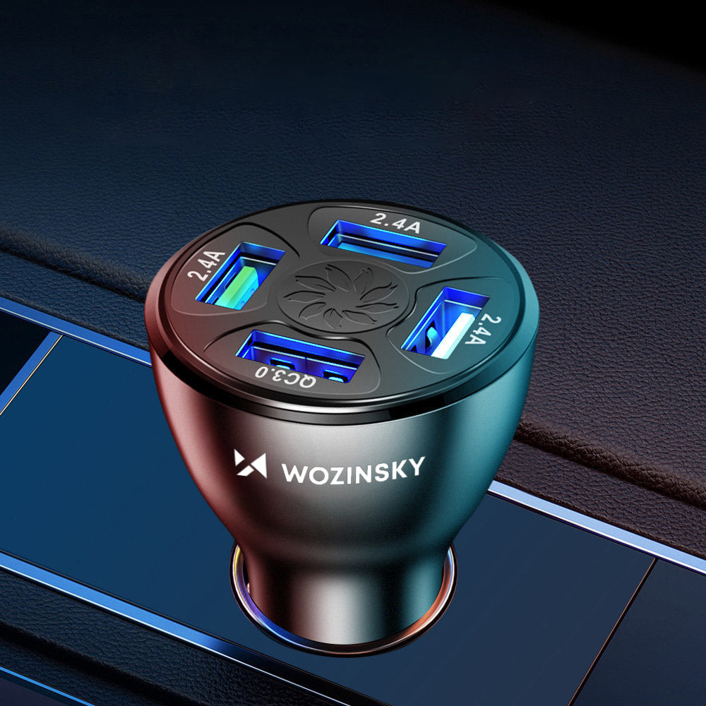 Зарядно устройство за кола WZK WCCAW, 50W, 3A, 4 x USB-A, бяло