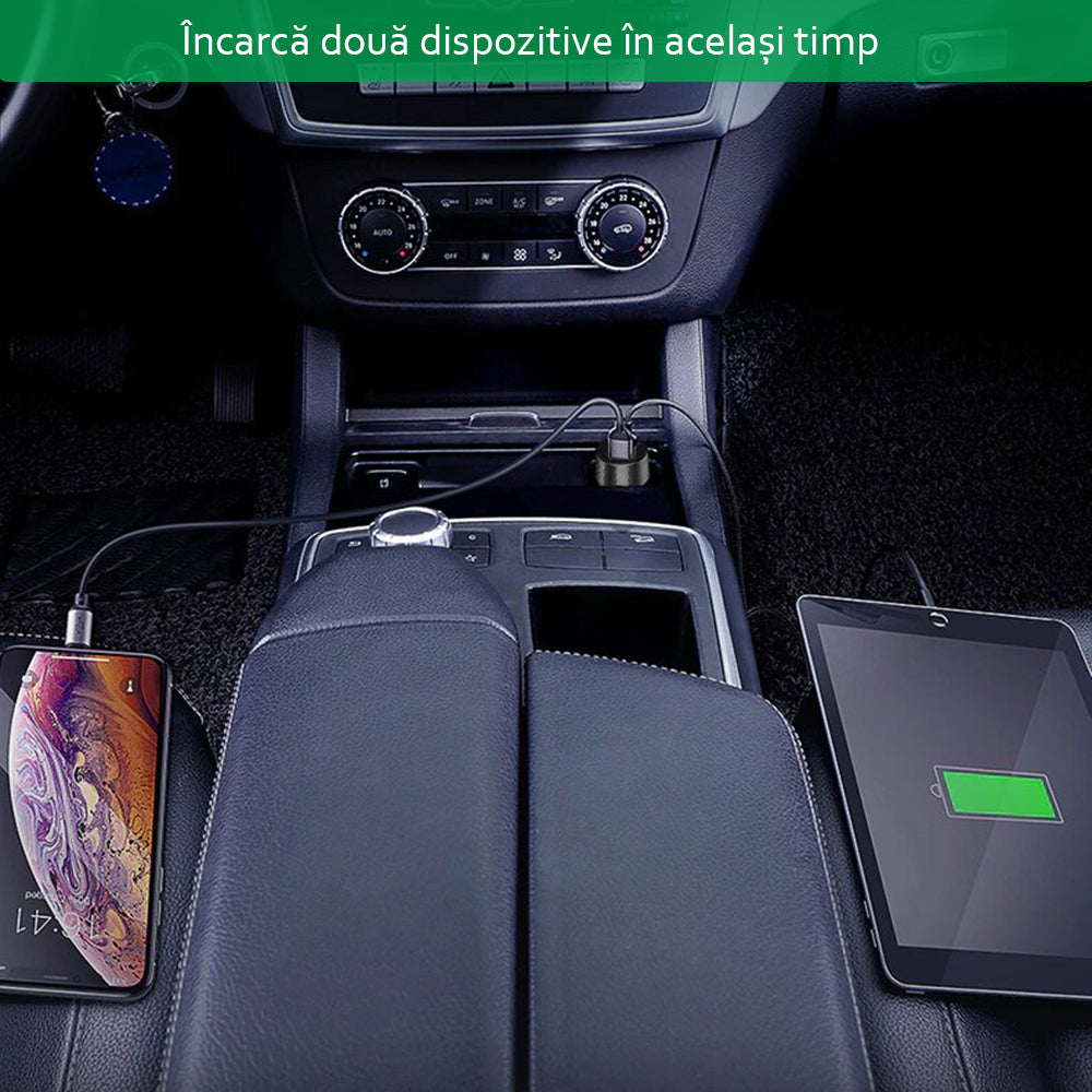 Автомобилен заряден уред Yesido Y31 Display, 18W, 3A, 2 x USB-A, Черен