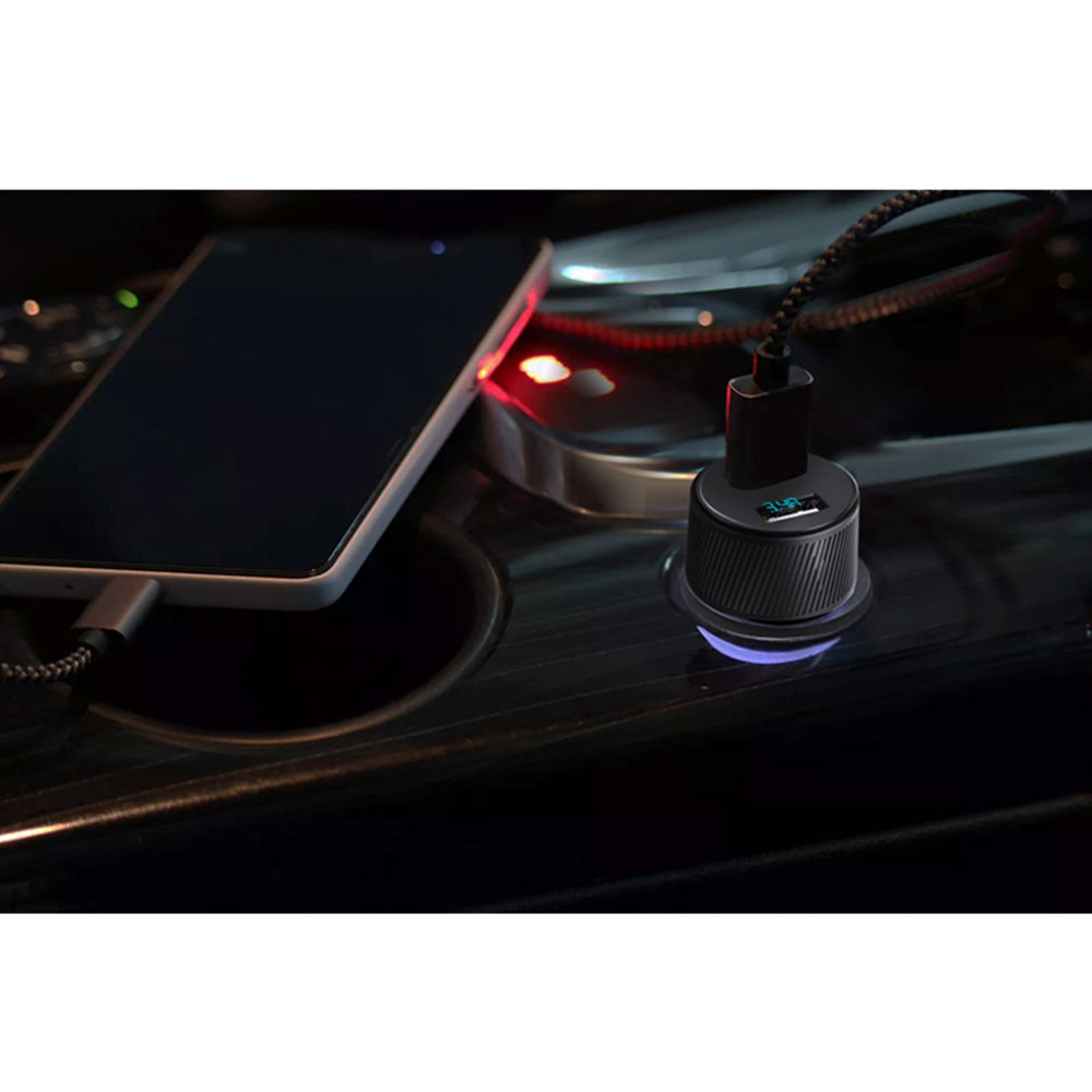 Автомобилен заряден уред Yesido Y31 Display, 18W, 3A, 2 x USB-A, Черен