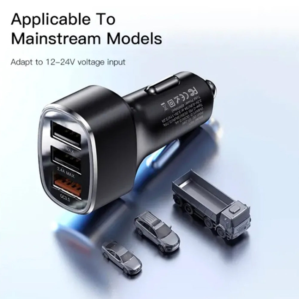 Автомобилен заряден уред Yesido Y46, 42W, 3A, 3 x USB-A, Черен