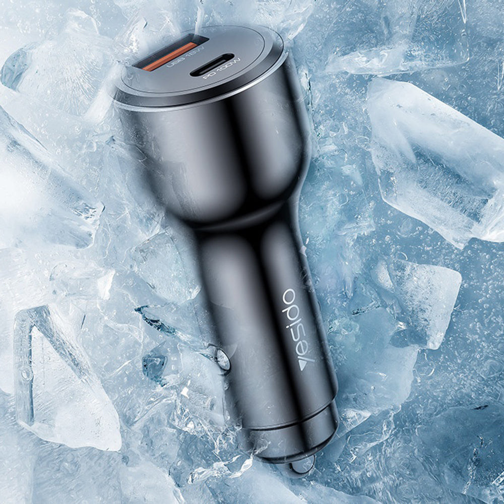 Автомобилен заряден уред Yesido Y65, 100W, 5A, 1 x USB-A - 1 x USB-C, Черен