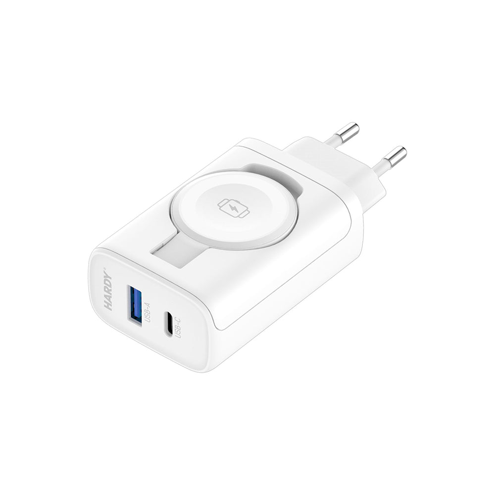 Зарядно устройство за мрежа 3MK Hardy 2in1, 33W, 3A, 1 x USB-A - 1 x USB-C, Бяло