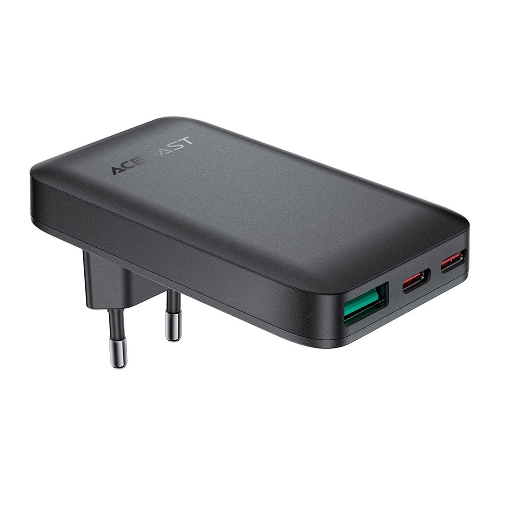 Зарядно устройство за мрежа Acefast A100, 65W, 3.25A, 1 x USB-A - 2 x USB-C, Черно