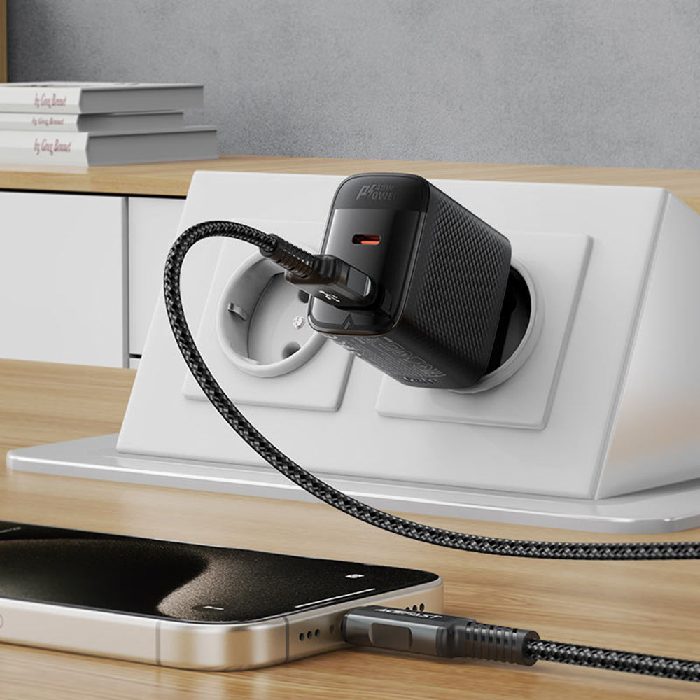 Зарядно за мрежа Acefast A106, 45W, 3A, 1 x USB-A - 1 x USB-C, Черно