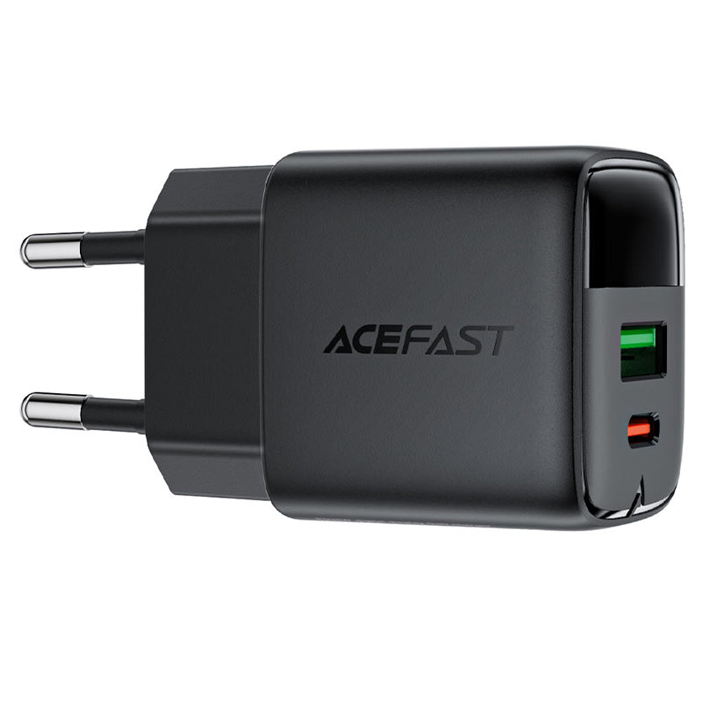 Зарядно за мрежа Acefast A116 Display, 35W, 3A, 1 x USB-A - 1 x USB-C, Черно