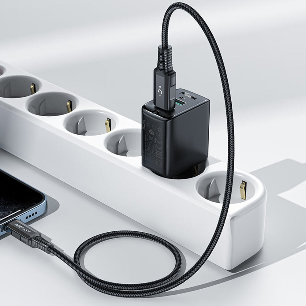 Мрежов зарядно Acefast A33, 18W, 3A, 2 x USB-A, Черно