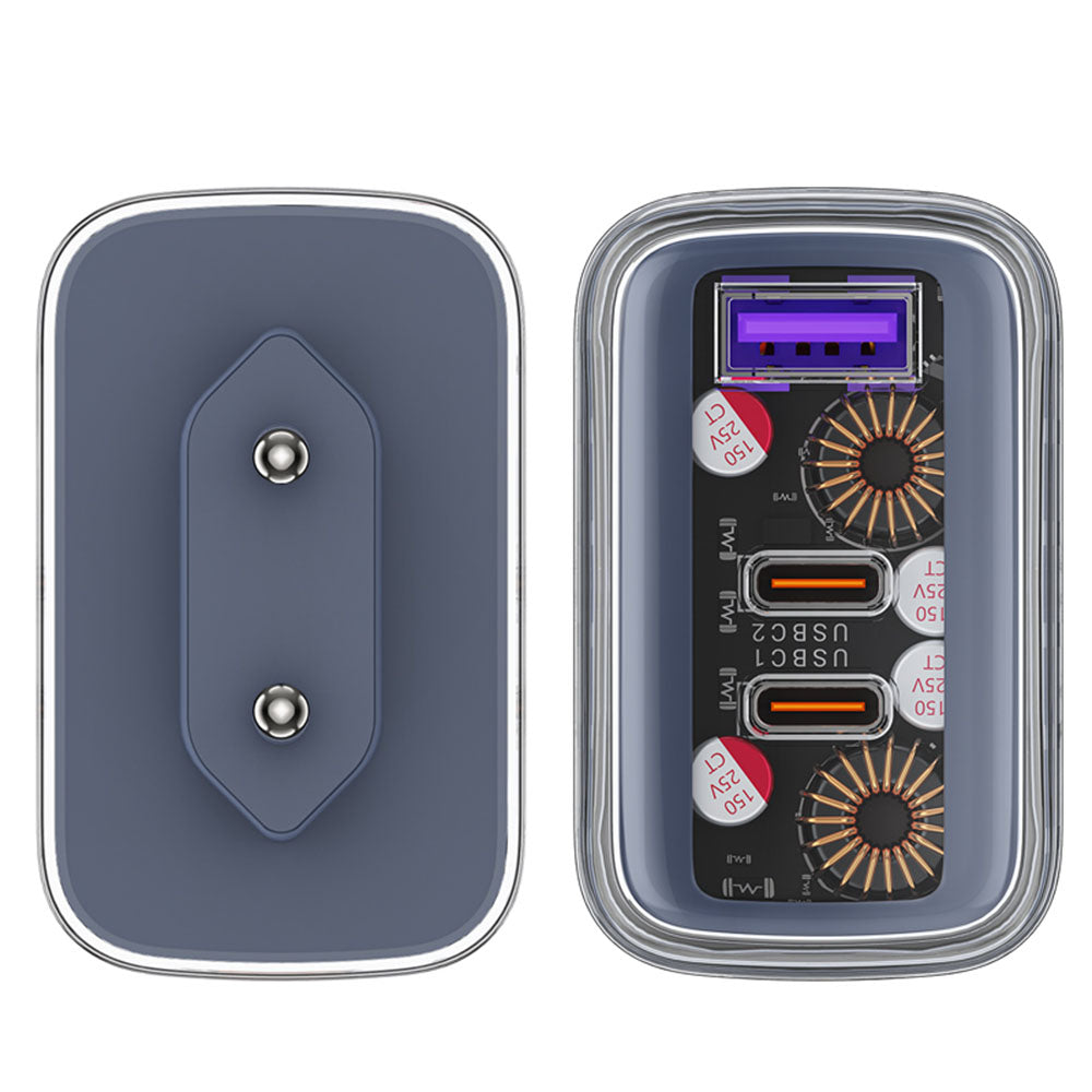 Зарядно устройство за мрежа Acefast A45 Exploration, 65W, 3.25A, 1 x USB-A - 2 x USB-C, Сиво