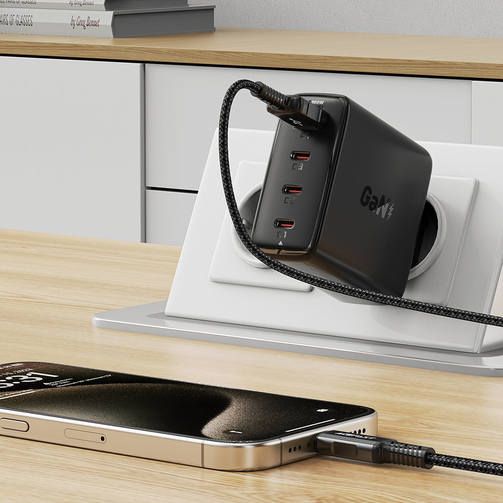 Зарядно устройство за мрежа Acefast A94, 100W, 5A, 1 x USB-A - 3 x USB-C, Черно