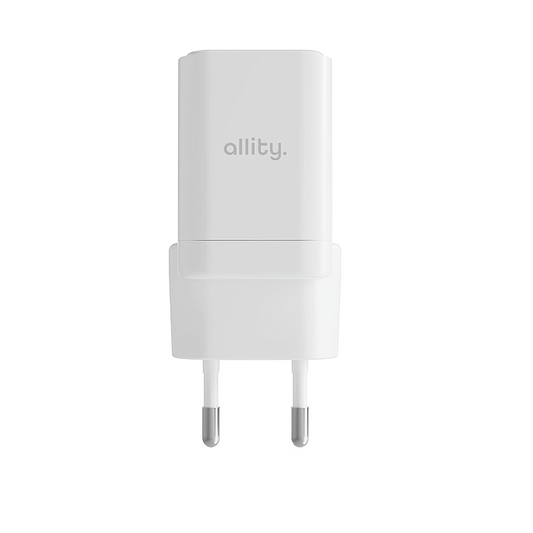 Зарядно устройство за мрежа Allity. ATC-01-30WAC Mini, 30W, 3A, 1 x USB-A - 1 x USB-C, Бяло