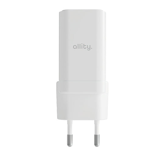 Зарядно устройство за мрежа Allity. ATC-01-45WCC Fast, 45W, 3A, 1 x USB-A - 1 x USB-C, Бяло