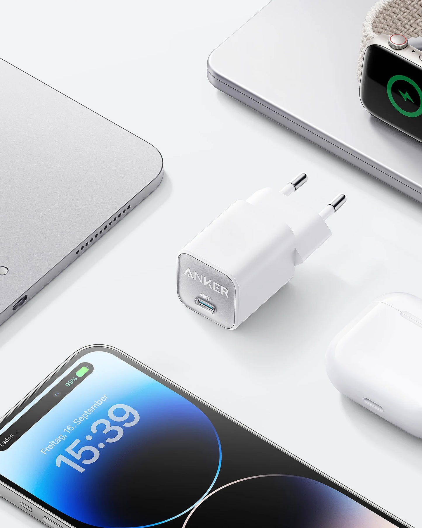 Мрежово зарядно устройство Anker 511 Nano 3, 30W, 3A, 1 x USB-C, бяло A2147G21
