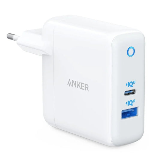 Мрежово зарядно устройство Anker PowerPort PD+ 2, 35 W, 3A, 1 x USB-A - 1 x USB-C, бяло A263636G21