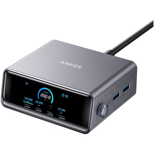 Мрежово зарядно устройство Anker Prime, 250 W, 2 x USB-A - 4 x USB-C, черно A2345341