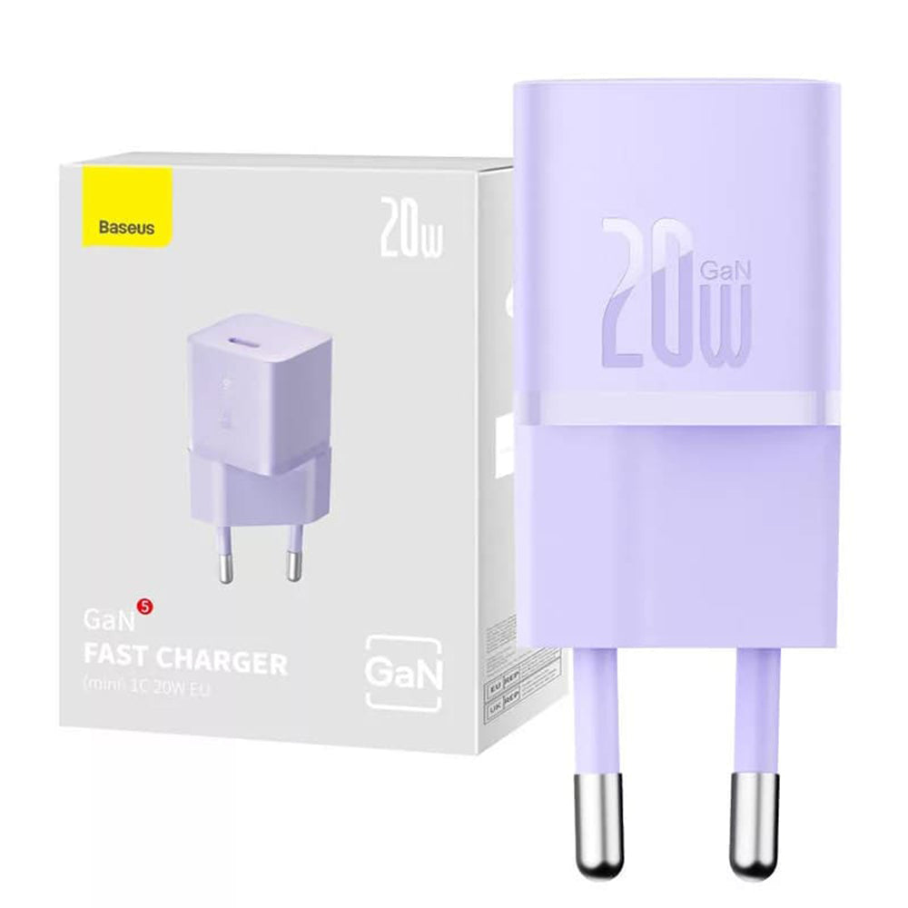 Зарядно устройство за мрежа Baseus, 20W, 3A, 1 x USB-C, Лилаво CCGN050105