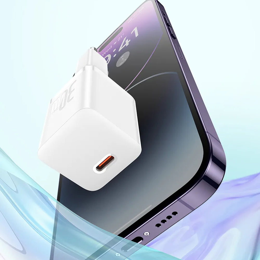 Зарядно устройство за мрежа Baseus GaN Mini 1C, 30W, 3A, 1 x USB-C, Синьо CCGN070603