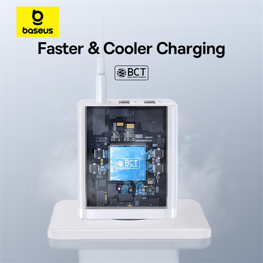 Зарядно устройство за мрежа Baseus Cube, 30W, 3A, 2 x USB-A - 1 x USB-C, Бяло P10111402213-00