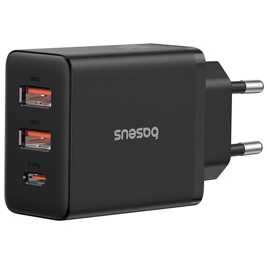 Мрежово зарядно Baseus Cube, 30W, 3A, 1 x USB-C - 2 x USB-A, черно P10111402113113-00