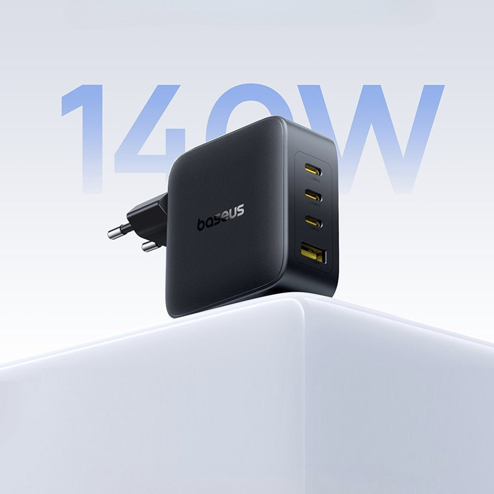 Зарядно устройство за мрежа Baseus EnerFill FH11, 140W, 5A, 1 x USB-A - 3 x USB-C, Черно E0121J00