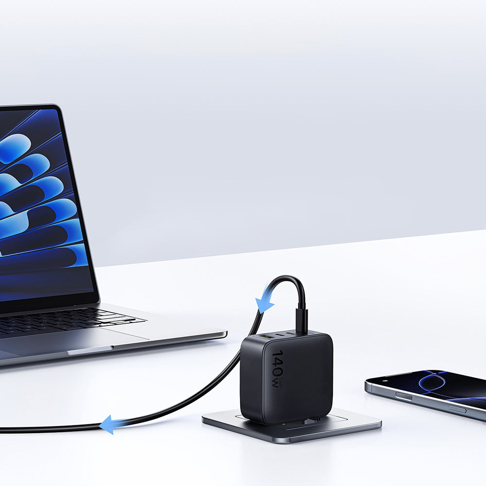 Зарядно устройство за мрежа Baseus EnerFill FH11, 140W, 5A, 1 x USB-A - 3 x USB-C, Черно E0121J00