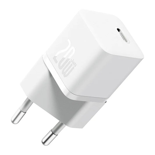 Мрежово зарядно устройство Baseus GaN GaN Mini 1C, 20W, 3A, 1 x USB-C, бяло CCGN050102