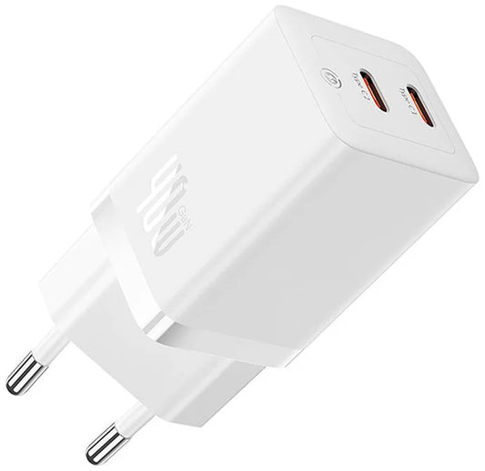 Зарядно устройство за мрежа Baseus GaN5 Pro, 40W, 3A, 2 x USB-C, Бяло CCGP180102