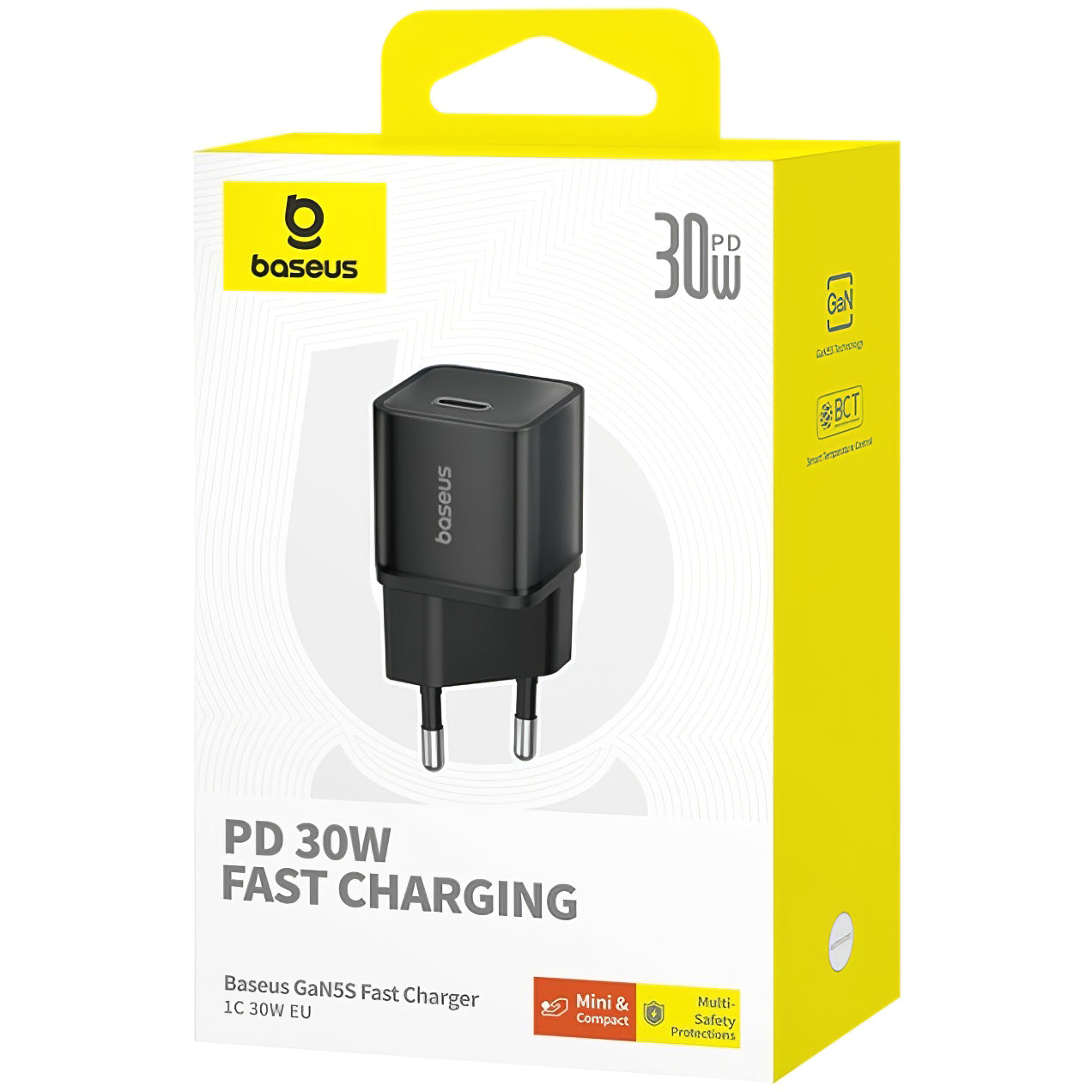 Мрежово зарядно устройство Baseus GaN5S GaN5S, 30W, 3A, 1 x USB-C, черно P10162504113-00