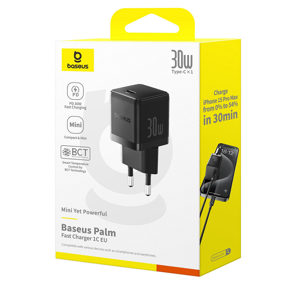 Зарядно за мрежа Baseus Palm, 30W, 3A, 1 x USB-C, Черно P10111605113-00