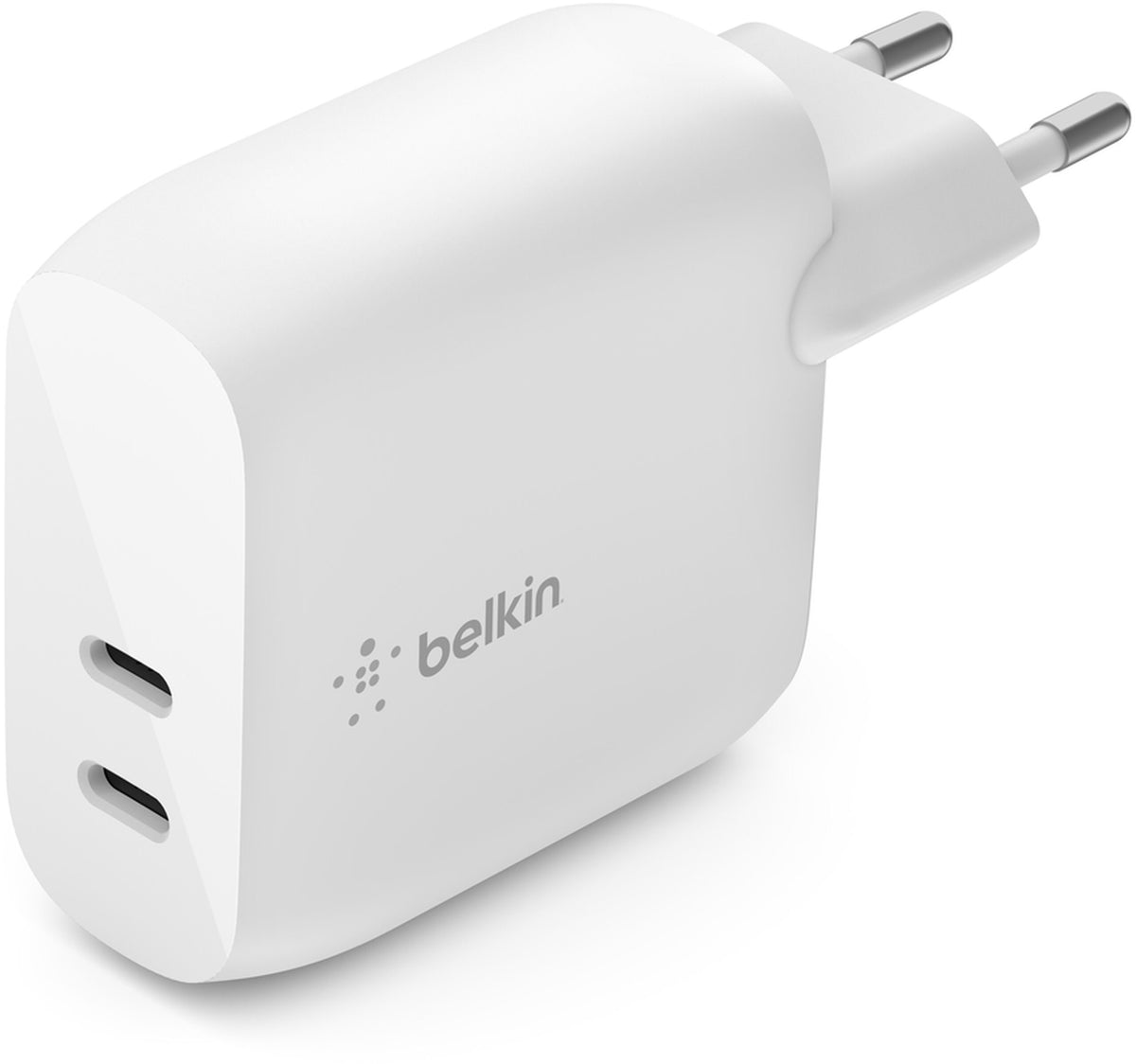 Зарядно устройство за мрежа Belkin BoostCharge Dual, 40W, 3A, 2 x USB-C, бяло WCB006vfWH