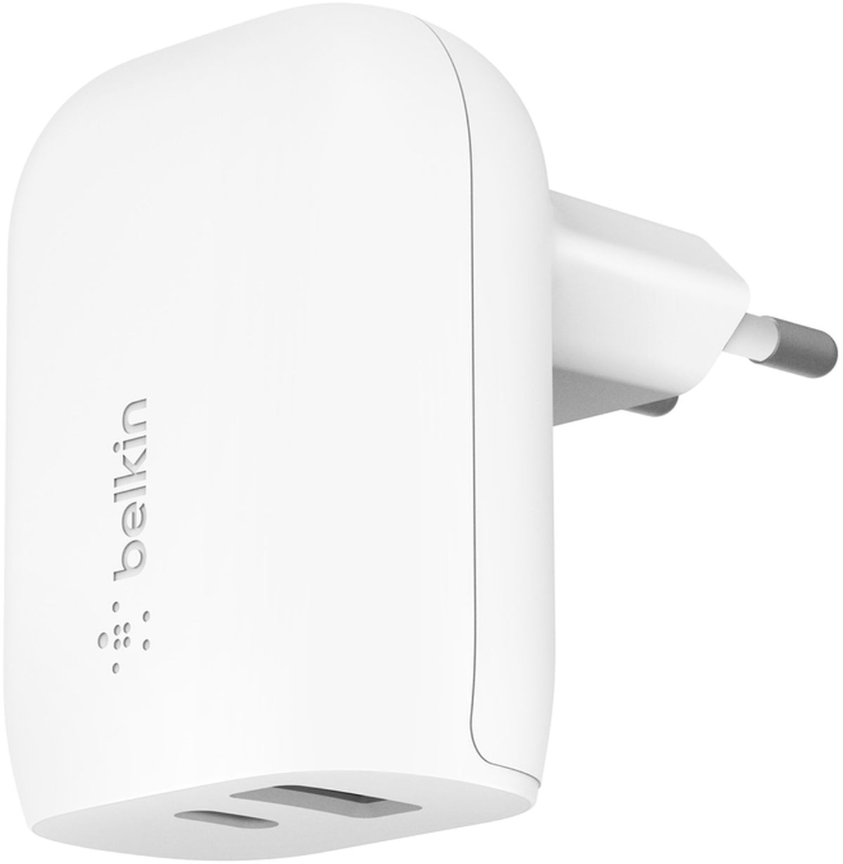 Мрежово зарядно Belkin BoostCharge Dual, 37W, 3A, 1 x USB-A - x USB-C, бяло WCB007vfWH