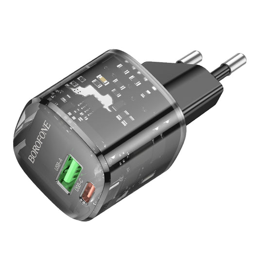 Зарядно устройство за мрежа Borofone BN17 Sunlight, 20W, 3A, 1 x USB-A - 1 x USB-C, Черно