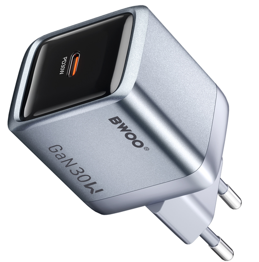Зарядно устройство BWOO BO-CDA236, 30W, 3A, 1 x USB-C, Сиво