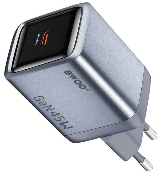 Зарядно устройство BWOO BO-CDA238, 45W, 3A, 1 x USB-C, Сиво