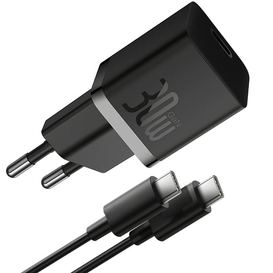Baseus GaN5S USB-C кабел Мрежово зарядно устройство GaN5S, 30W, 3A, 1 x USB-C, черно P1011090902113113-00