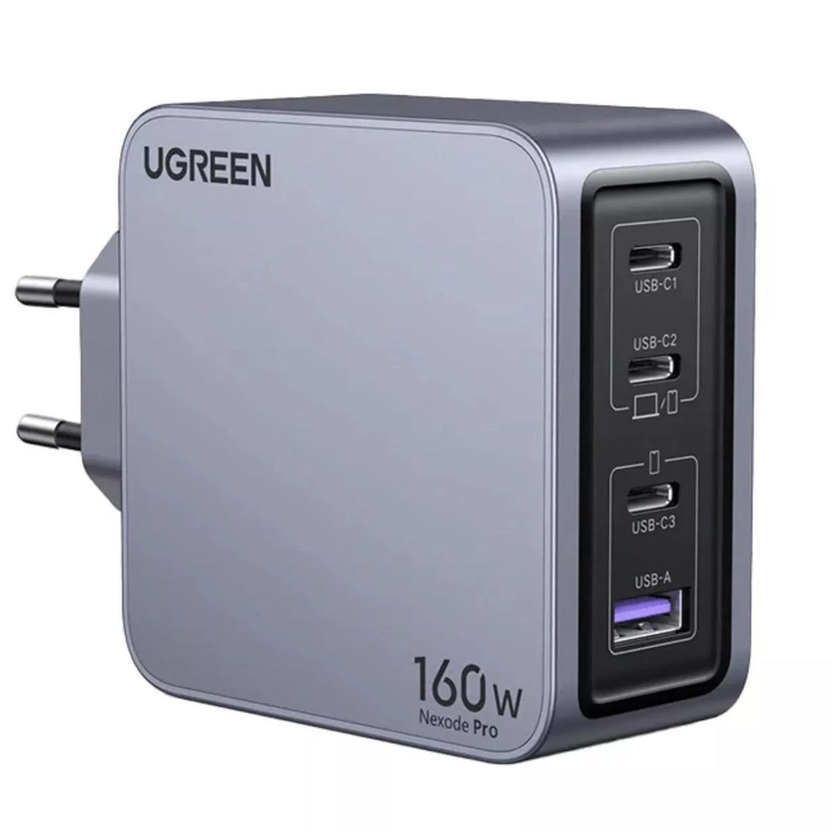 Зарядно устройство за мрежа с кабел USB-C UGREEN X763 Nexode Pro, 160W, 3.25A, 1 x USB-A - 3 x USB-C, Сиво