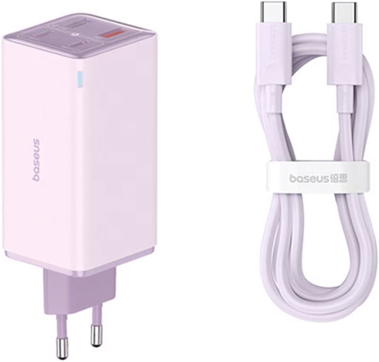 Зарядно за мрежа с USB-C кабел Baseus GaN6 Pro, 100W, 3.25A, 2 x USB-A - 2 x USB-C, Лилаво P10162705532-00