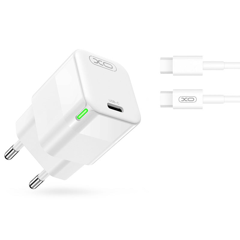 Мрежов заряден уред с USB-C кабел XO Design CE06, 30W, 3A, 1 x USB-C, Бял