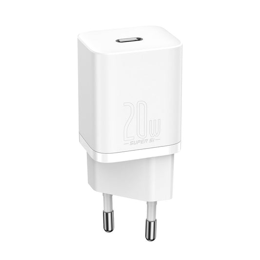 Мрежово зарядно устройство Baseus Super Si с Lightning кабел, 20W, 3A, 1 x USB-C, бяло TZCCCSUP-B02