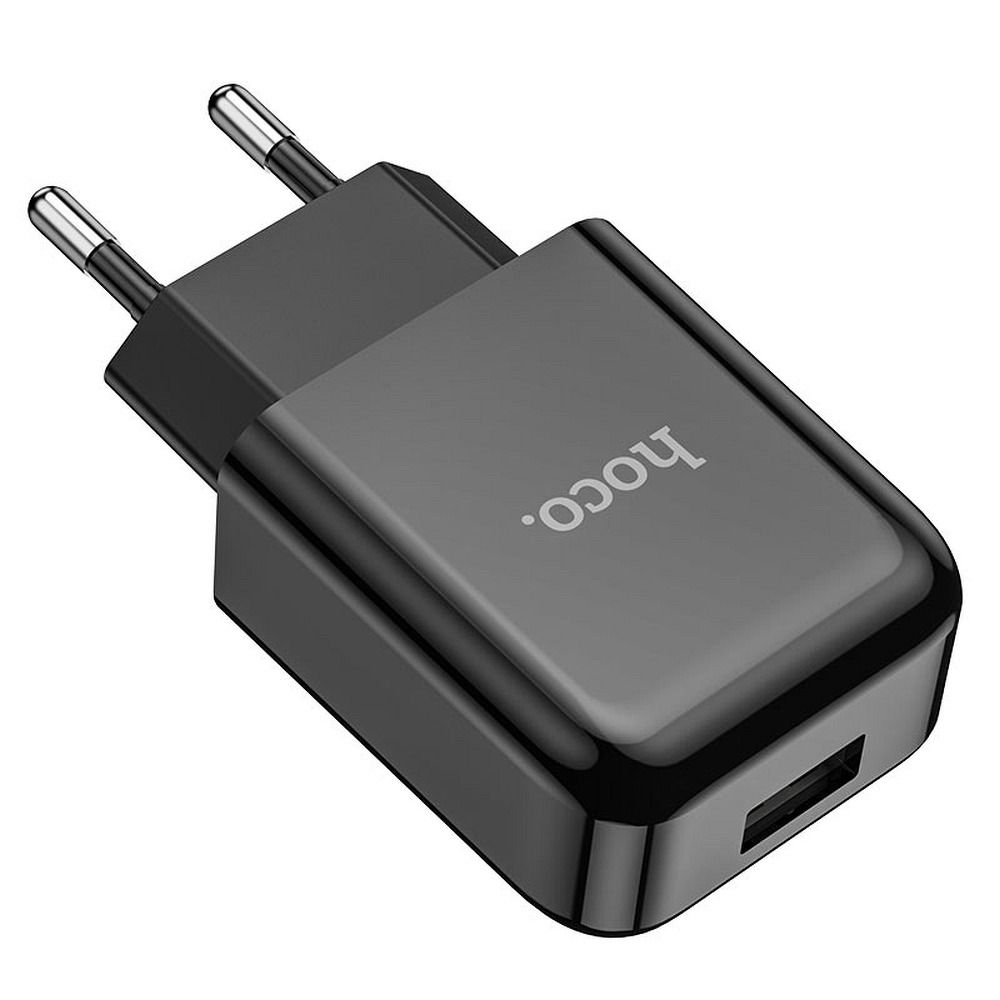 Зарядно за мрежа с кабел USB-C HOCO N2, 10W, 2A, 1 x USB-A, Черно