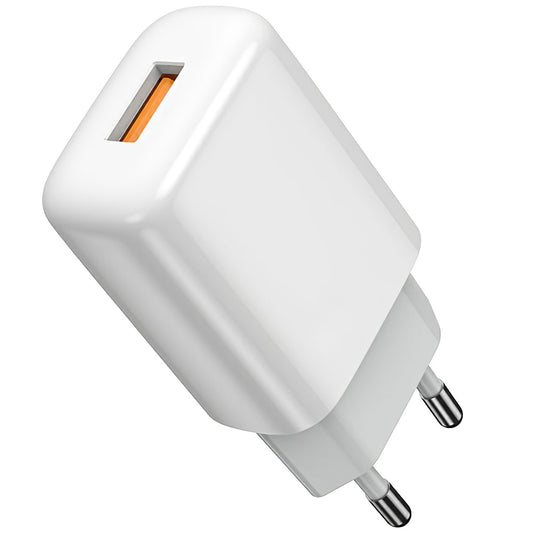 Мрежово зарядно устройство Prestico F7S с microUSB кабел, 12W, 2,4A, 1 x USB-A, бяло