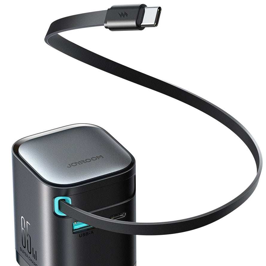 Joyroom JR-TCL02 USB-C кабелно мрежово зарядно устройство JR-TCL02, 65W, 3A, 1 x USB-A - 1 x USB-C, черно