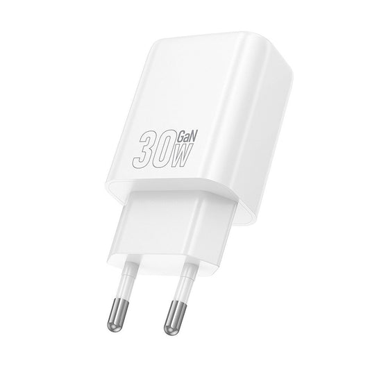 Зарядно за мрежа HOCO N63, 30W, 3A, 1 x USB-A - 1 x USB-C, Бяло