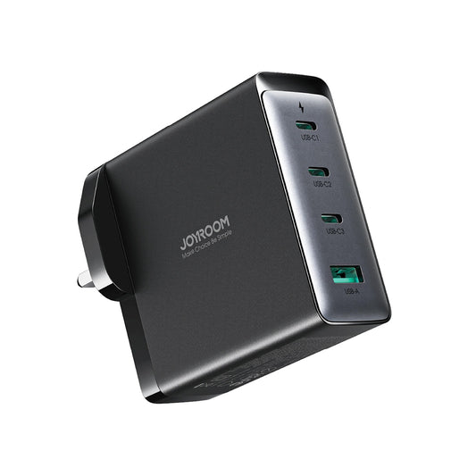 Мрежово зарядно с USB-C кабел Joyroom JR-TCG05UK, 140W, 5A, 1 x USB-A - 3 x USB-C, UK, Черно