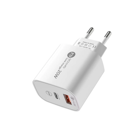 Мрежов заряден уред с USB-C кабел A6MaxL, 20W, 3A, 1 x USB-A - 1 x USB-C, Бял